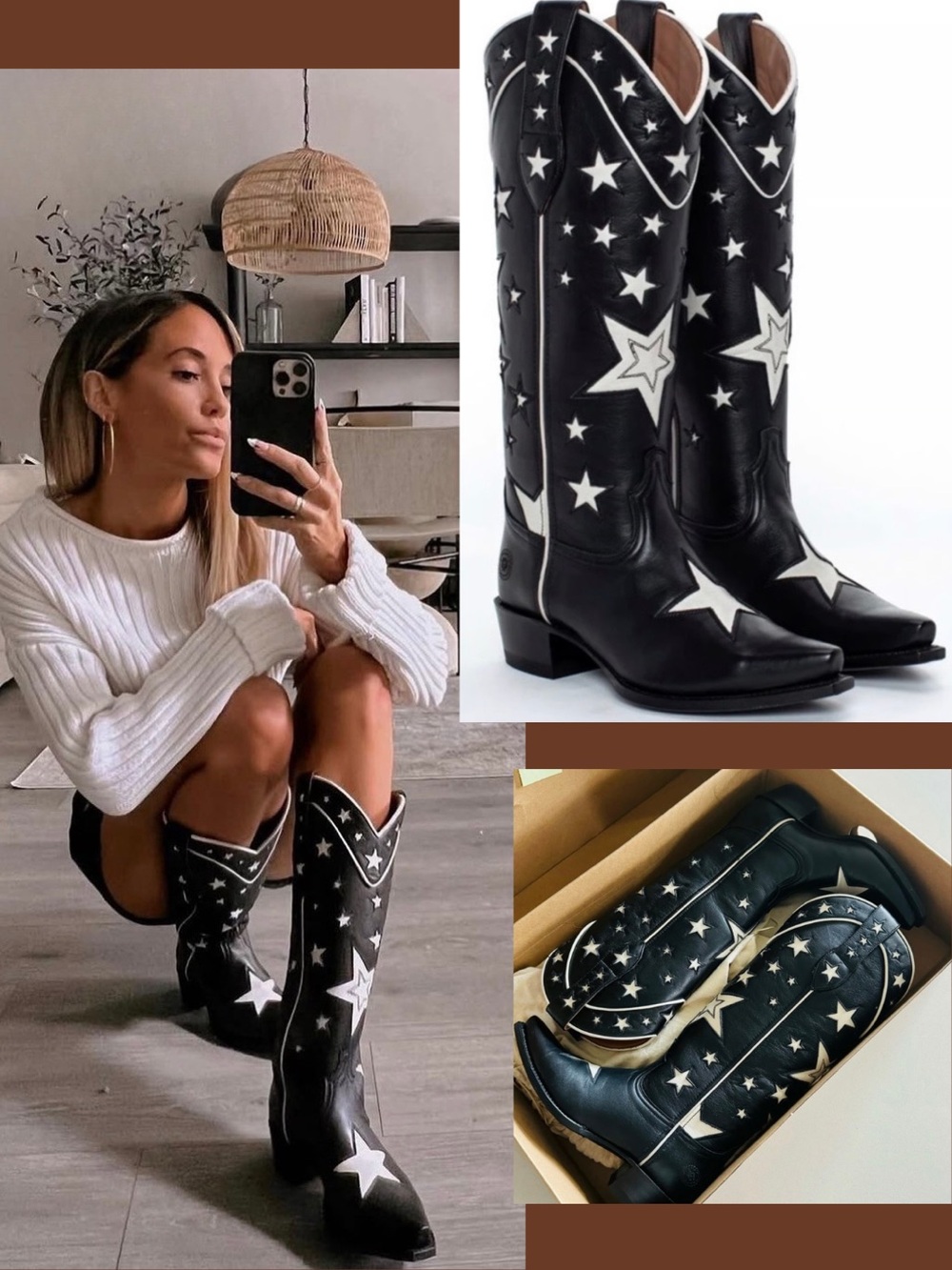 Ranch Road Presidio Liberty Black Star-Embellished Western Boots